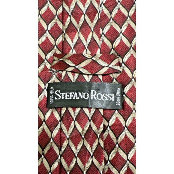 Men's Necktie Stefano Rossi Silk L60" W3.75" red gold - Picture 1 of 3